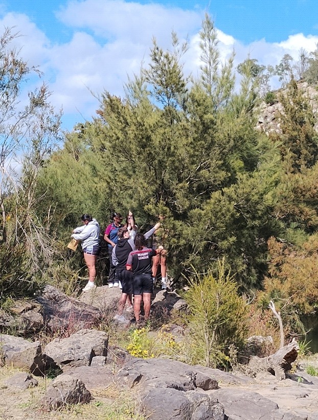 Students walking on Country during an Indigenous Leadership Program activity