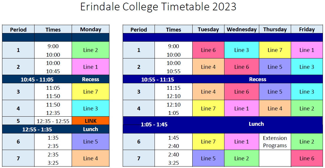 2023 Timetable